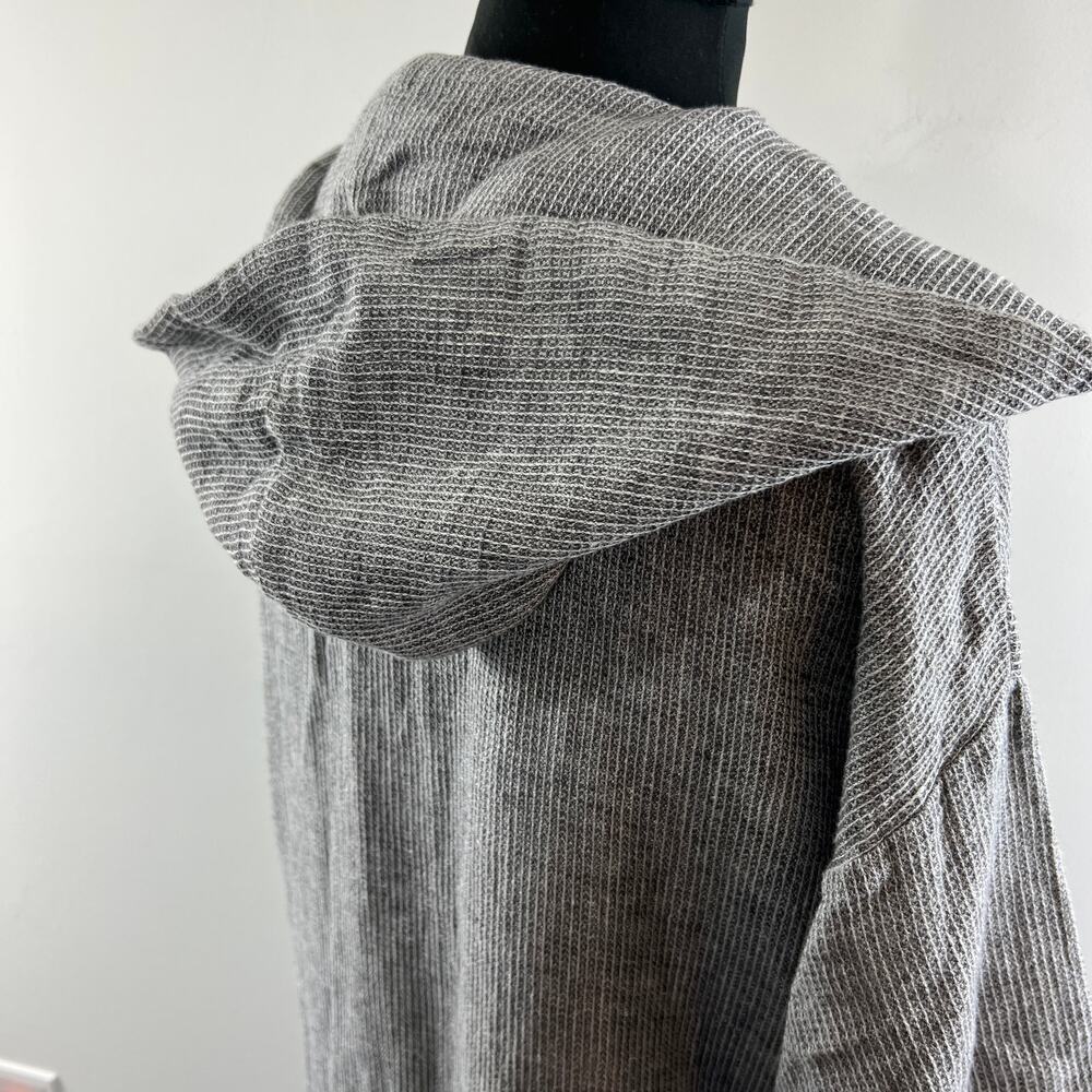 Swan Made In NY Gray Half Sleeve Open Front Hooded Cardigan Sweater Robe Size S - Picture 6 of 9